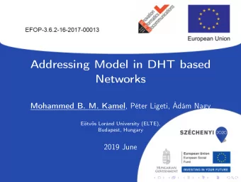 Addressing Model in DHT based  Networks Mohammed B. M. Kamel , Pter Ligeti, dm Nagy  Etvs