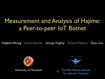 Measurement and Analysis of Hajime:   a Peer-to-peer IoT Botnet Stephen Herwig Katura Harvey