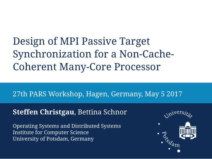 design of mpi passive target synchronization for a non