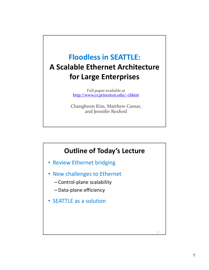 floodless in seattle a scalable ethernet architecture for