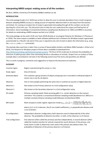 Interpreting MRDS output: making sense of all the numbers  ML Burt, CREEM, University of St Andrews