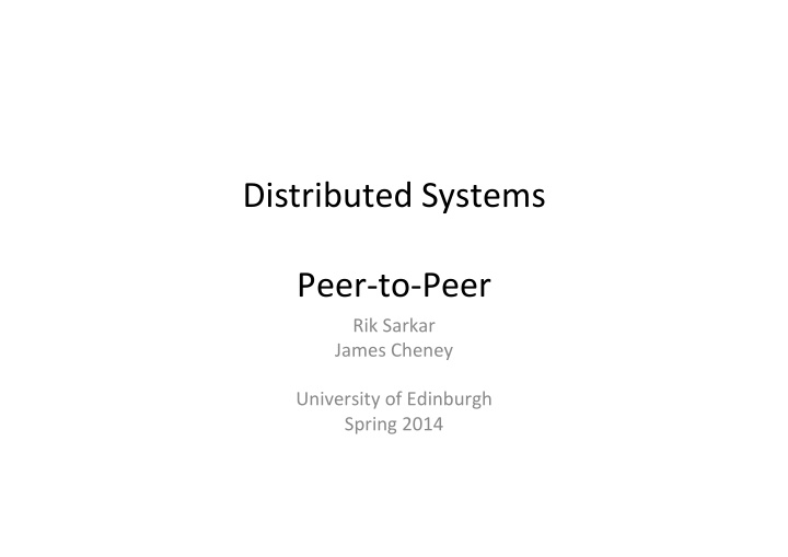 distributed systems peer to peer