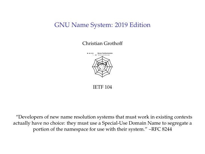 gnu name system 2019 edition