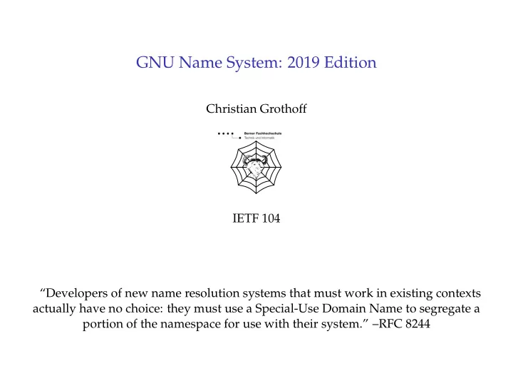 gnu name system 2019 edition