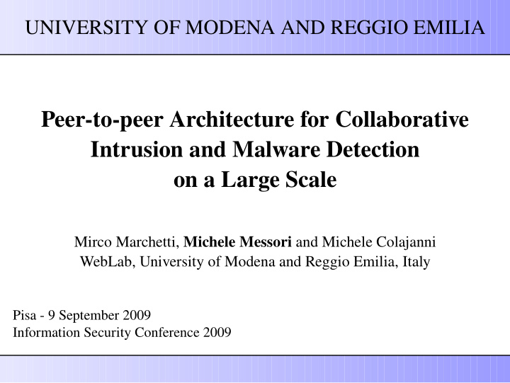 peer to peer architecture for collaborative intrusion and