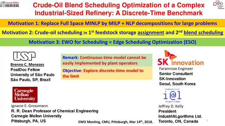 crude oil blend scheduling optimization of a complex