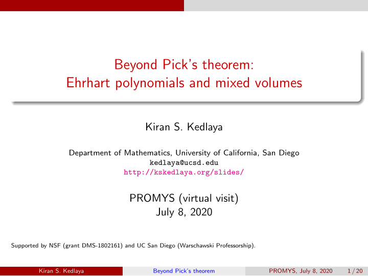 beyond pick s theorem ehrhart polynomials and mixed