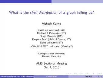 What is the shell distribution of a graph telling us?  Vishesh Karwa  Based on joint work with