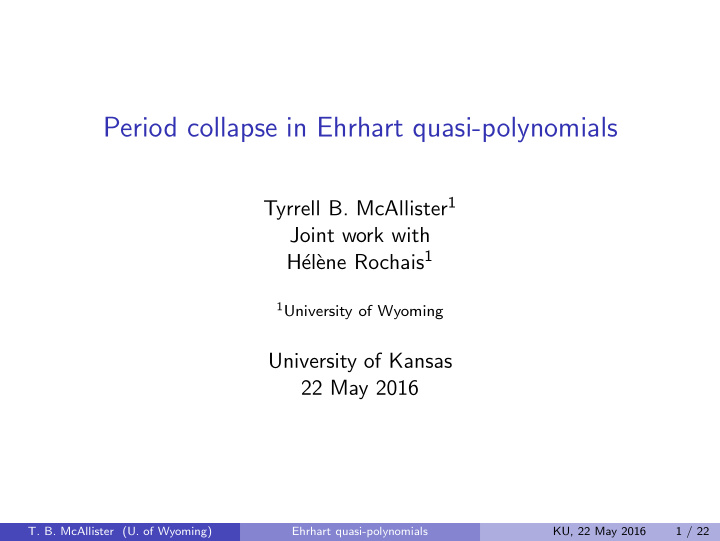 period collapse in ehrhart quasi polynomials