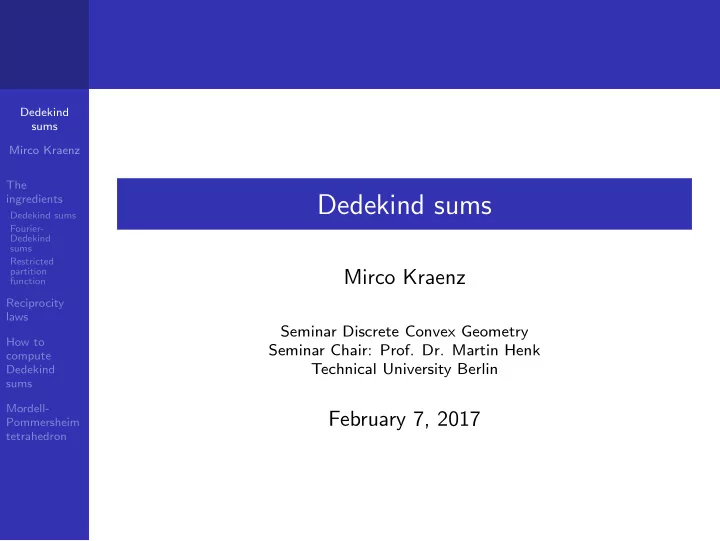 dedekind sums