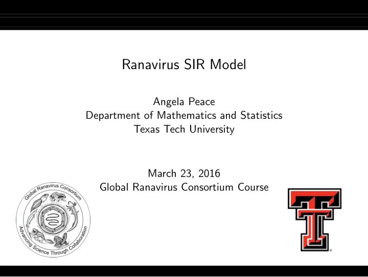 ranavirus sir model