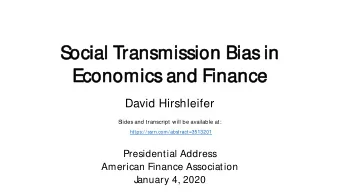 S  S  ocial T  ocial Tra  ransm  nsmission Bias in  ission Bias in  Economics and Fina  Eco  nomics