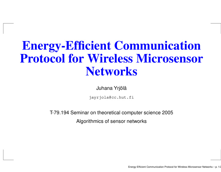 energy efficient communication protocol for wireless