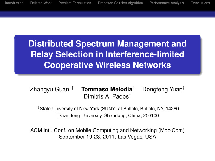 distributed spectrum management and relay selection in