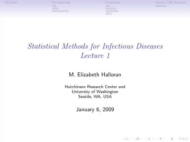 statistical methods for infectious diseases lecture 1