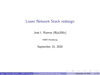 Lower Network Stack redesign  Jos I. lamos (@jia200x)  HAW Hamburg  September 15, 2020  Jos