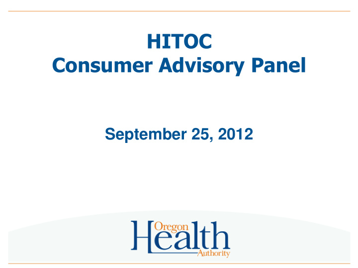 hitoc consumer advisory panel