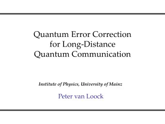 Quantum Error Correction  for Long-Distance  Quantum Communication  Institute of Physics,