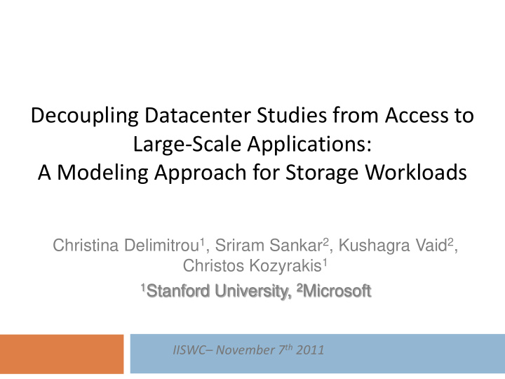 a modeling approach for storage workloads