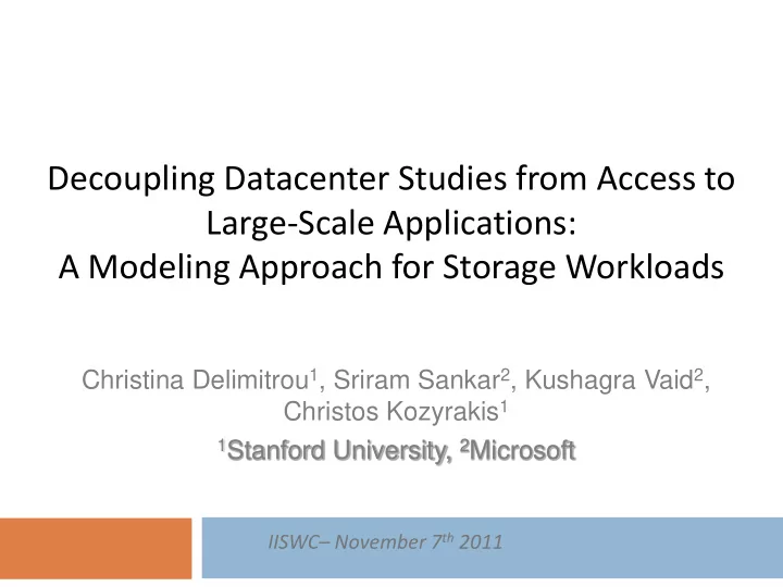 a modeling approach for storage workloads