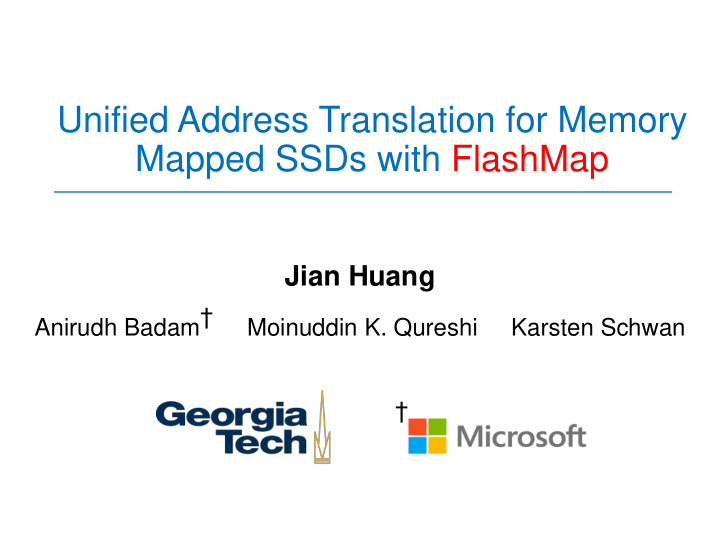 unified address translation for memory mapped ssds with