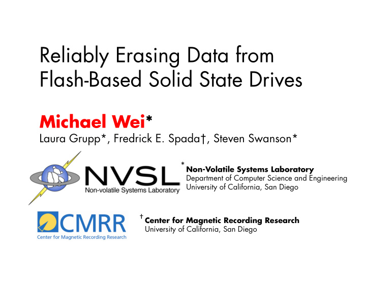 reliably erasing data from flash based solid state drives