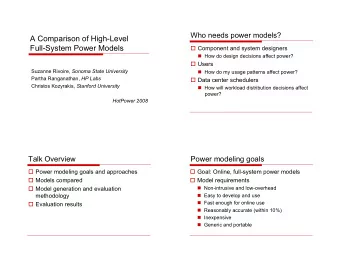 A Comparison of High-Level  Full-System Power Models   Component and system designers
