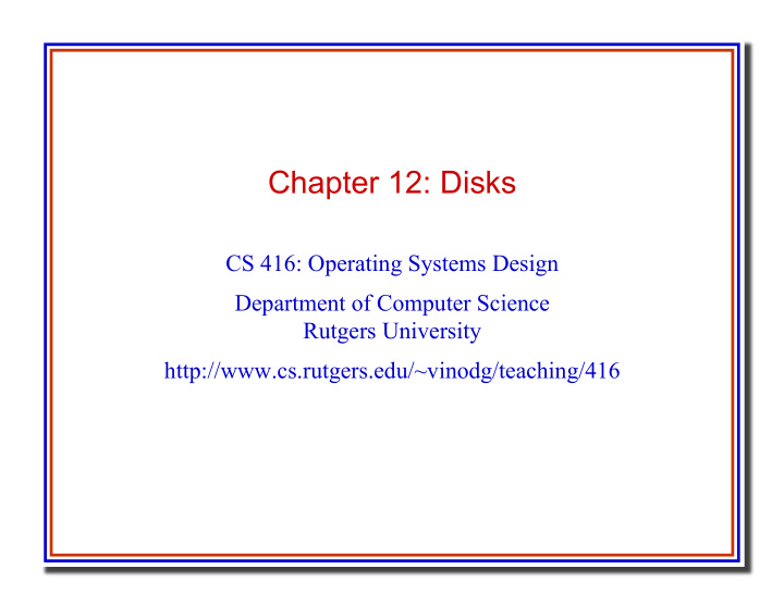 chapter 12 disks