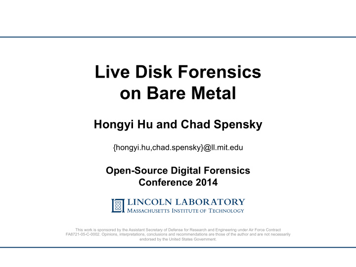 live disk forensics on bare metal