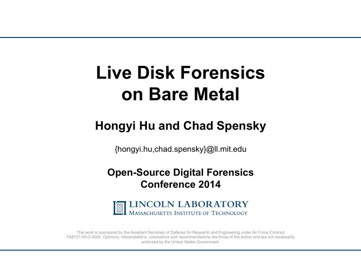 live disk forensics on bare metal