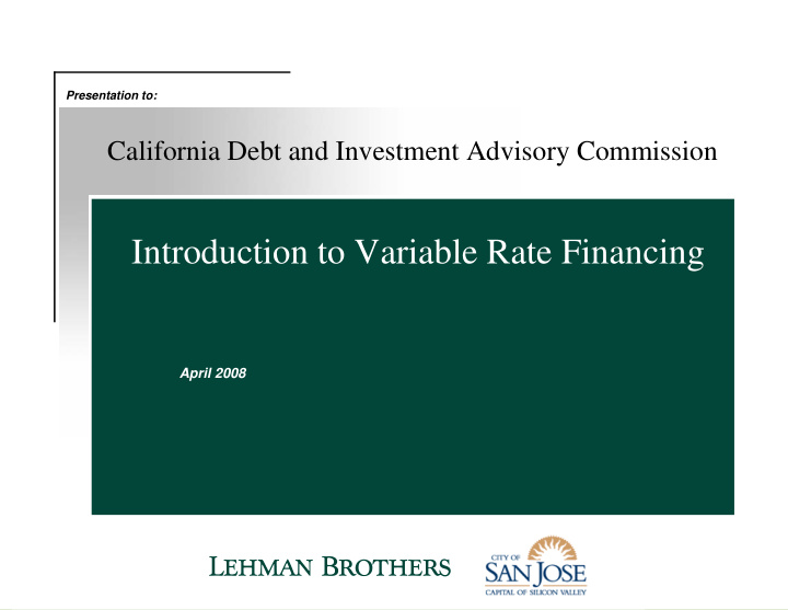 introduction to variable rate financing