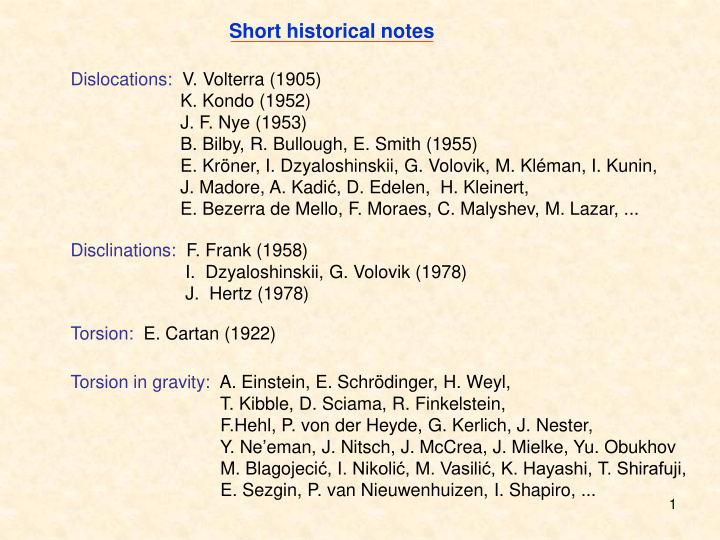 short historical notes