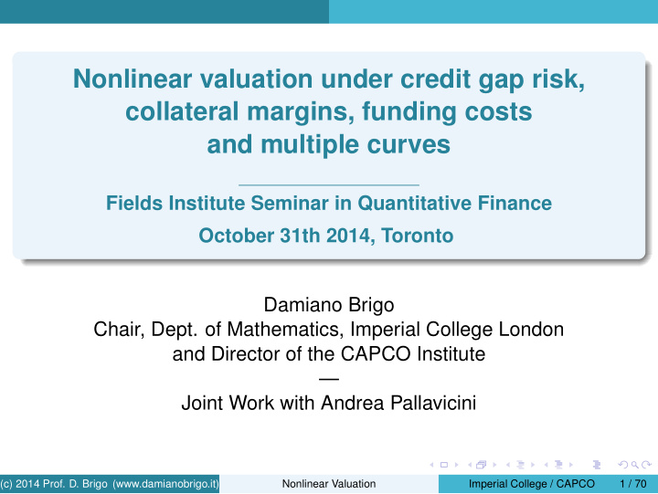 nonlinear valuation under credit gap risk collateral