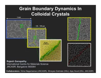 Grain Boundary Dynamics In  Colloidal Crystals  1 mm  ~ 50  100 m  5 m  Rajesh Ganapathy