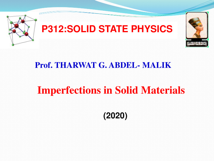 imperfections in solid materials