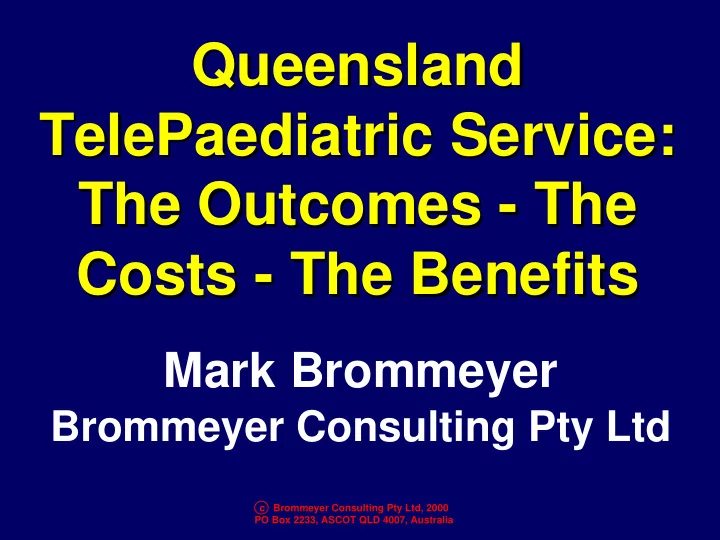 queensland queensland telepaediatric service