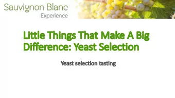 Li  Little  e Th  Things  gs Th  That Mak  Make  e A Bi  Big  g  Differenc  Dif  nce: Yeast  t Se