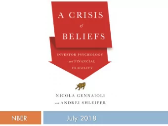 NBER                   July 2018  Main Points:  2  Revival of research on credit cycles shows