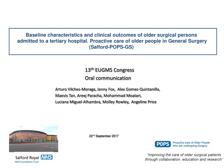 13 th eugms congress oral communication arturo vilches