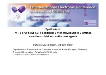 Synthesis of N -{[5-aryl/ alkyl-1,3,4-oxadiazol-2-yl]methyl}pyridin-2-amines  as antimicrobial and