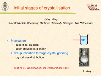 Initial stages of crystallisation  Elias Vlieg  IMM Solid State Chemistry, Radboud University