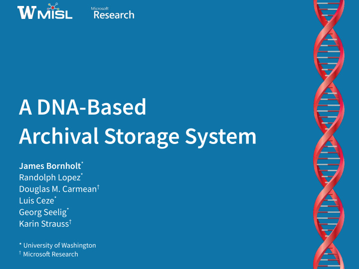 a dna based archival storage system