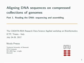 Aligning DNA sequences on compressed  collections of genomes  Part 1. Reading the DNA: sequencing