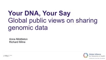 Your DNA, Your Say  Global public views on sharing  genomic data  Anna Middleton  Richard Milne  1