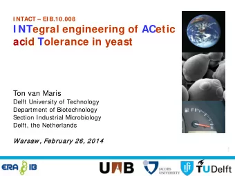 I NTegral engineering of ACetic  acid Tolerance in yeast  Ton van Maris  Delft University of