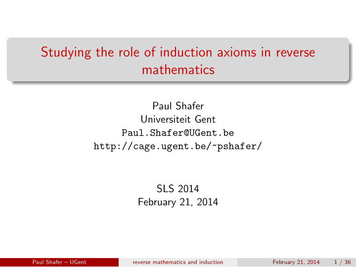 studying the role of induction axioms in reverse