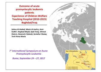 Baghdad/Iraq  Salma Al-Hadad; Mazin Al-Jadiry; Amir  Fadhil ; Raghad Majid, Safa Faraj, Ahmed