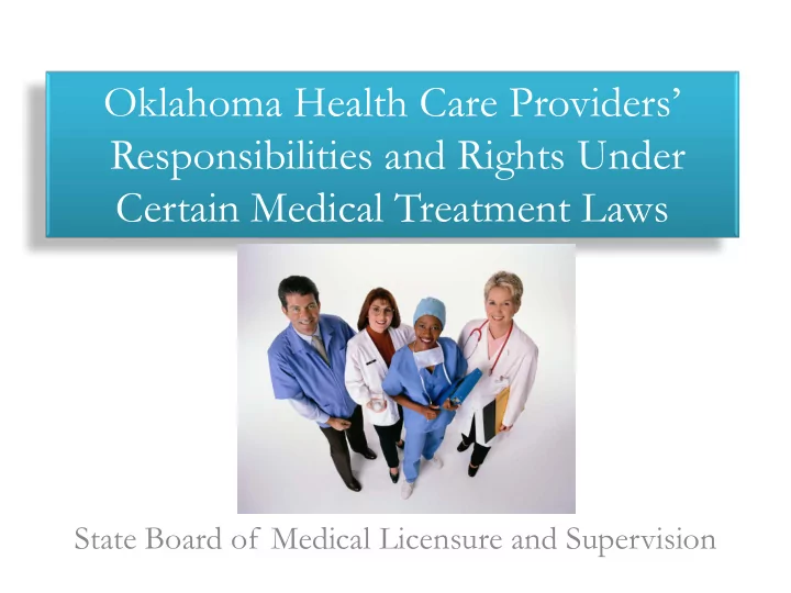 oklahoma health care providers responsibilities and