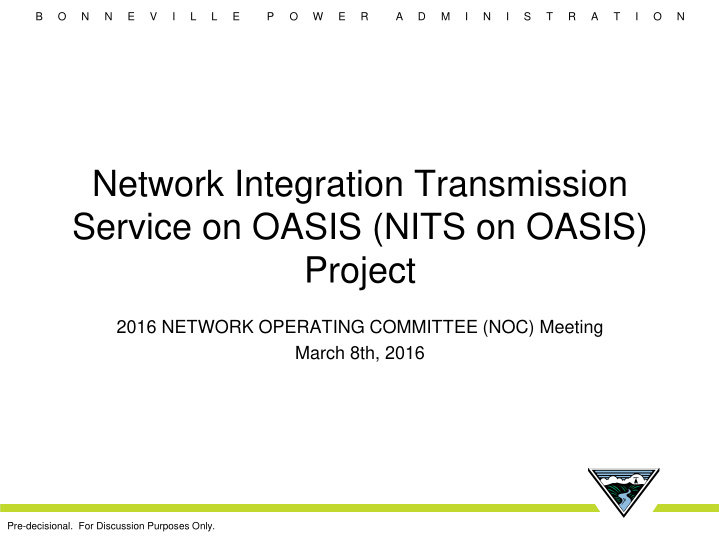 network integration transmission service on oasis nits on