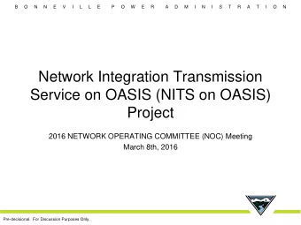 Network Integration Transmission  Service on OASIS (NITS on OASIS)  Project  2016 NETWORK OPERATING